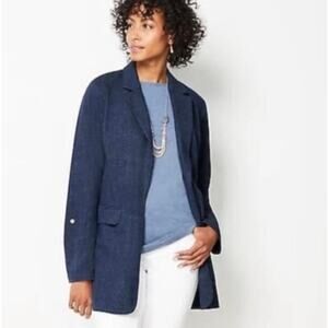 J. Jill Unstructured Oversized Open Front Long Blazer Size Medium NWT